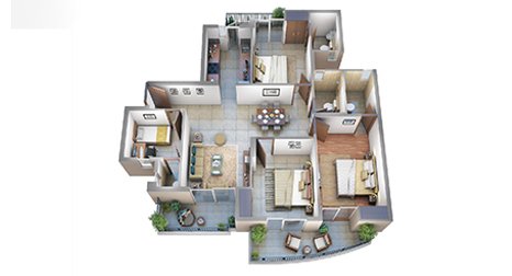 3 BHK Floor Plan Layout Blueprint